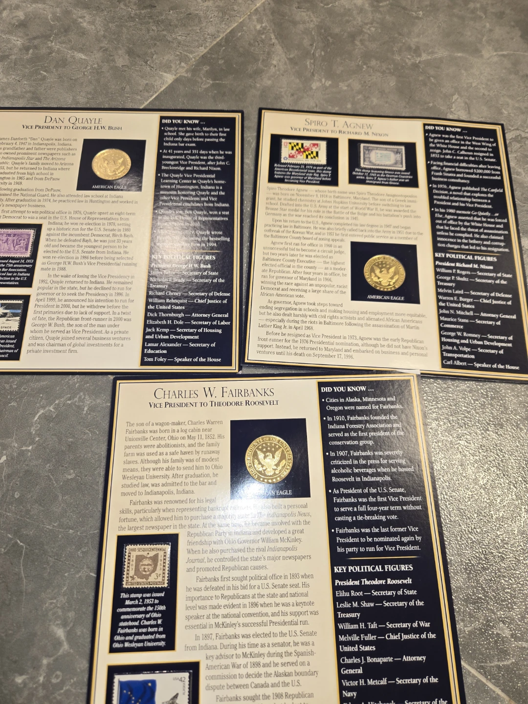 22kt Gold plated Vice President Medal & Fact Card - PCS - photo 2