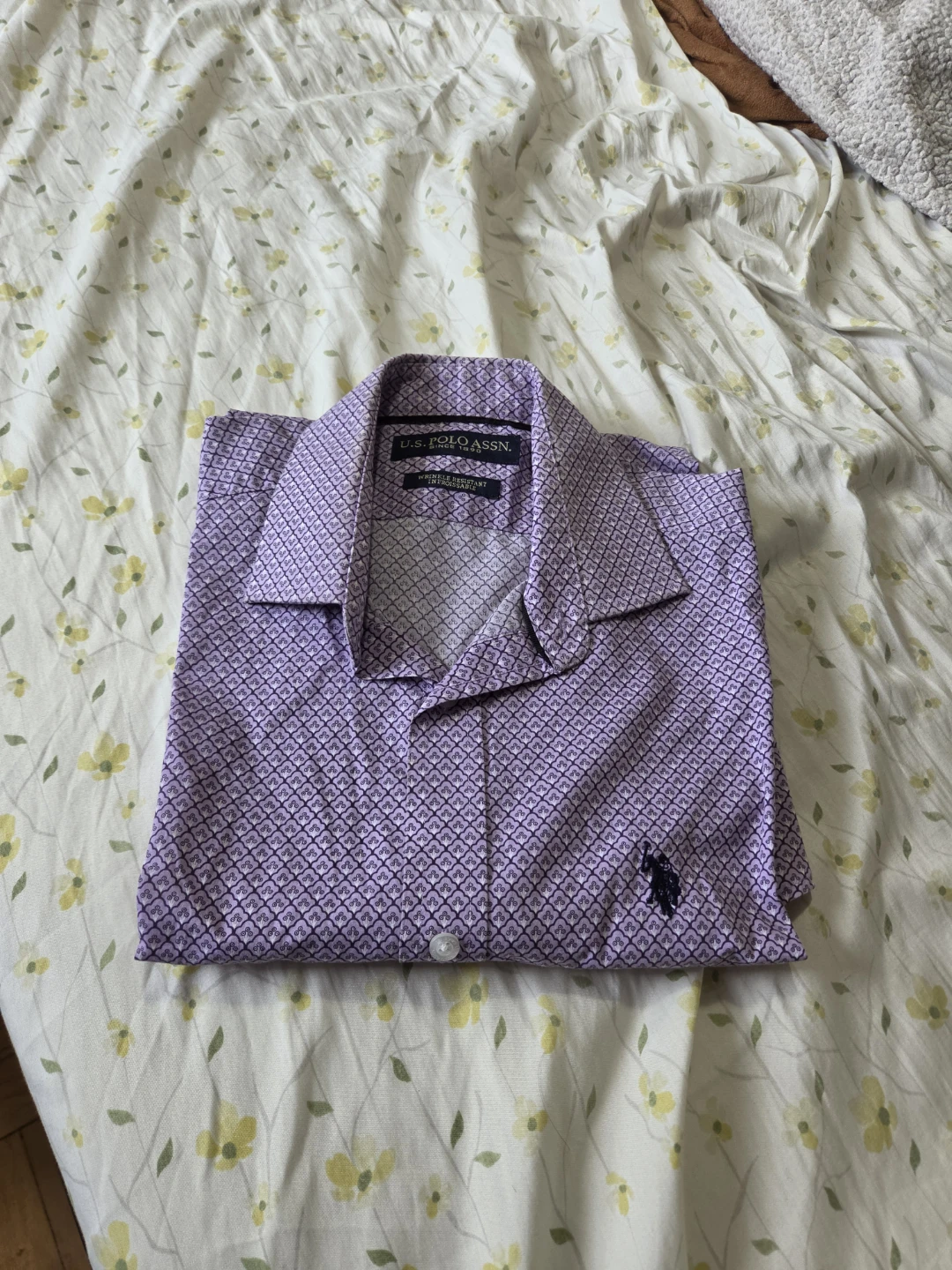 U.S. Polo Assn. Men's Purple Geometric Print Button-Up Shirt