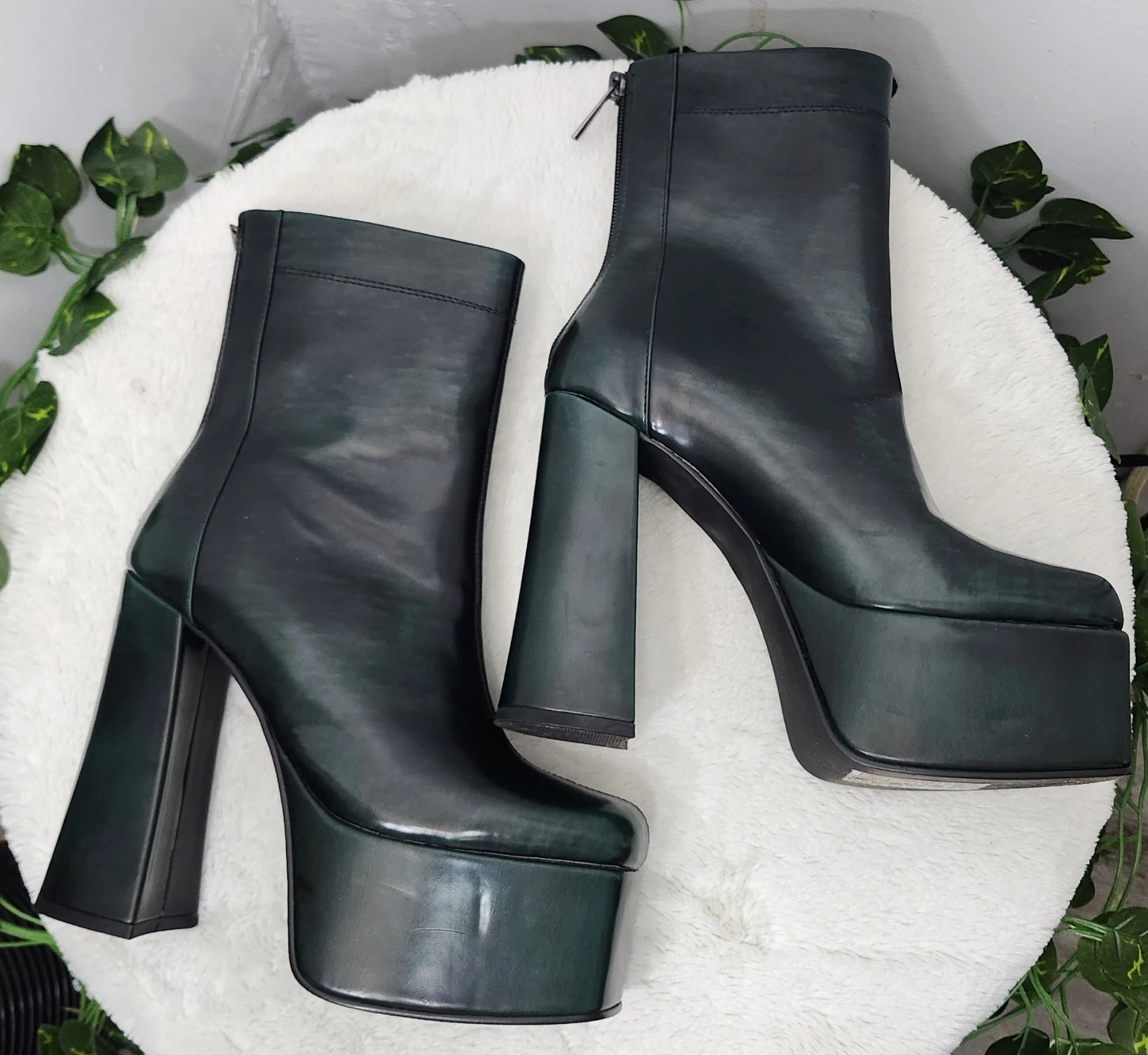 Steve Madden Green Platform Heeled Ankle Boots