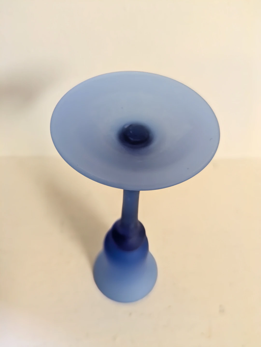 Frosted Blue Glass Candle Holder - photo 3