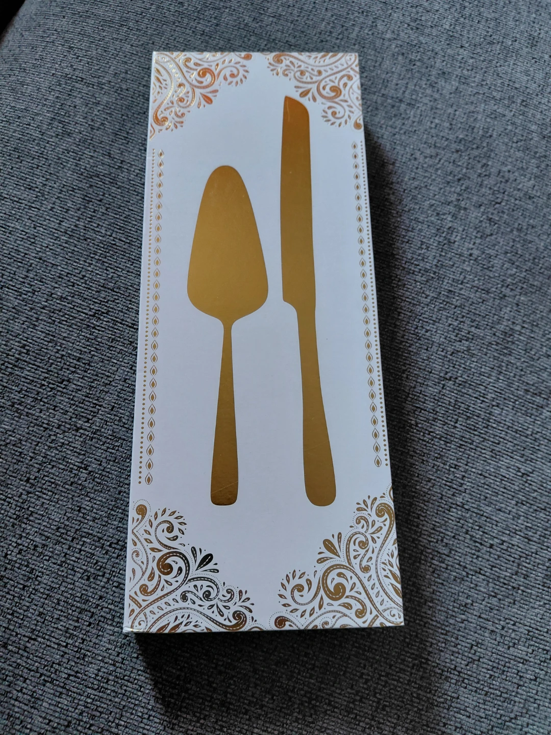 Gold Finish Cake Server and Knife Set