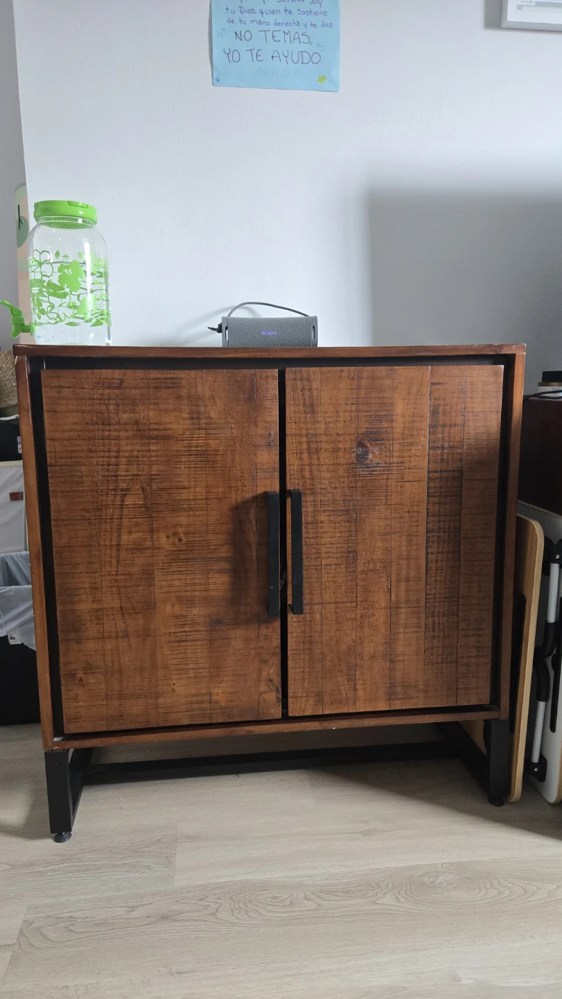 Wooden Two-Door Cabinet with Shelves