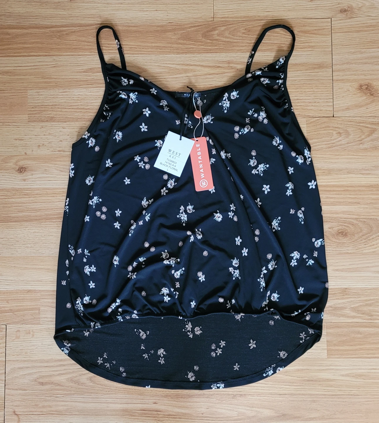 ♥️ New Floral Cami Black Large West Kei
