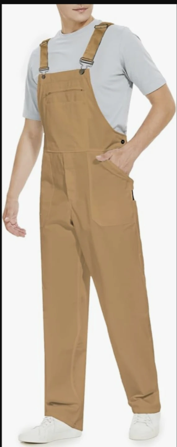 Men's Work Idea Tan Canvas Bib Overalls