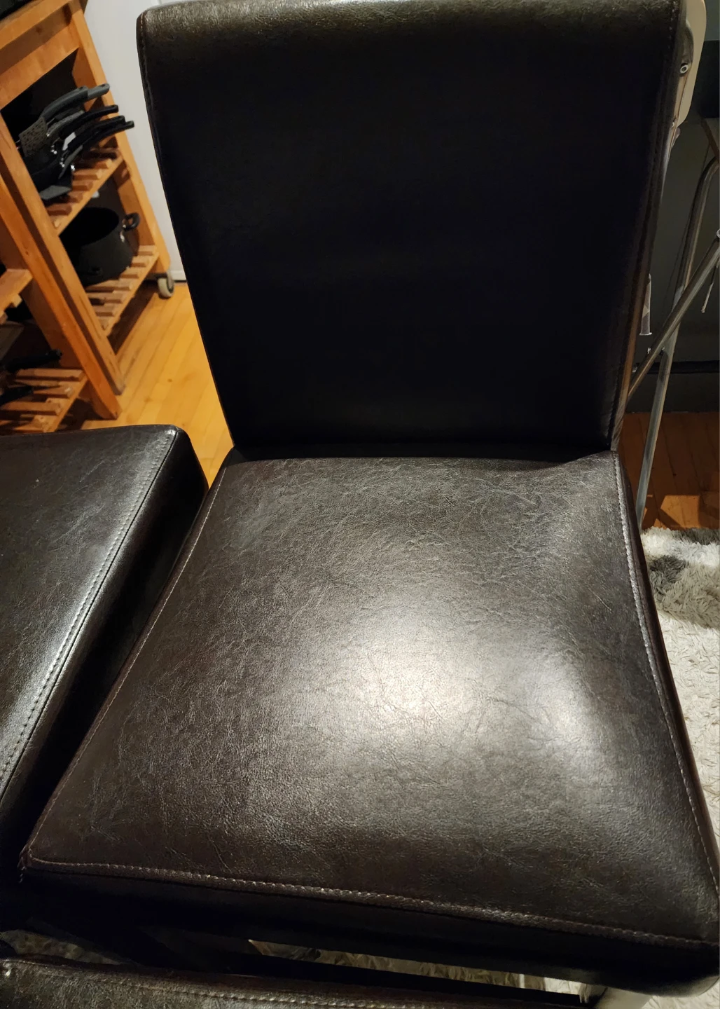 Set of 4 Brown Faux Leather Bar Stools - photo 2