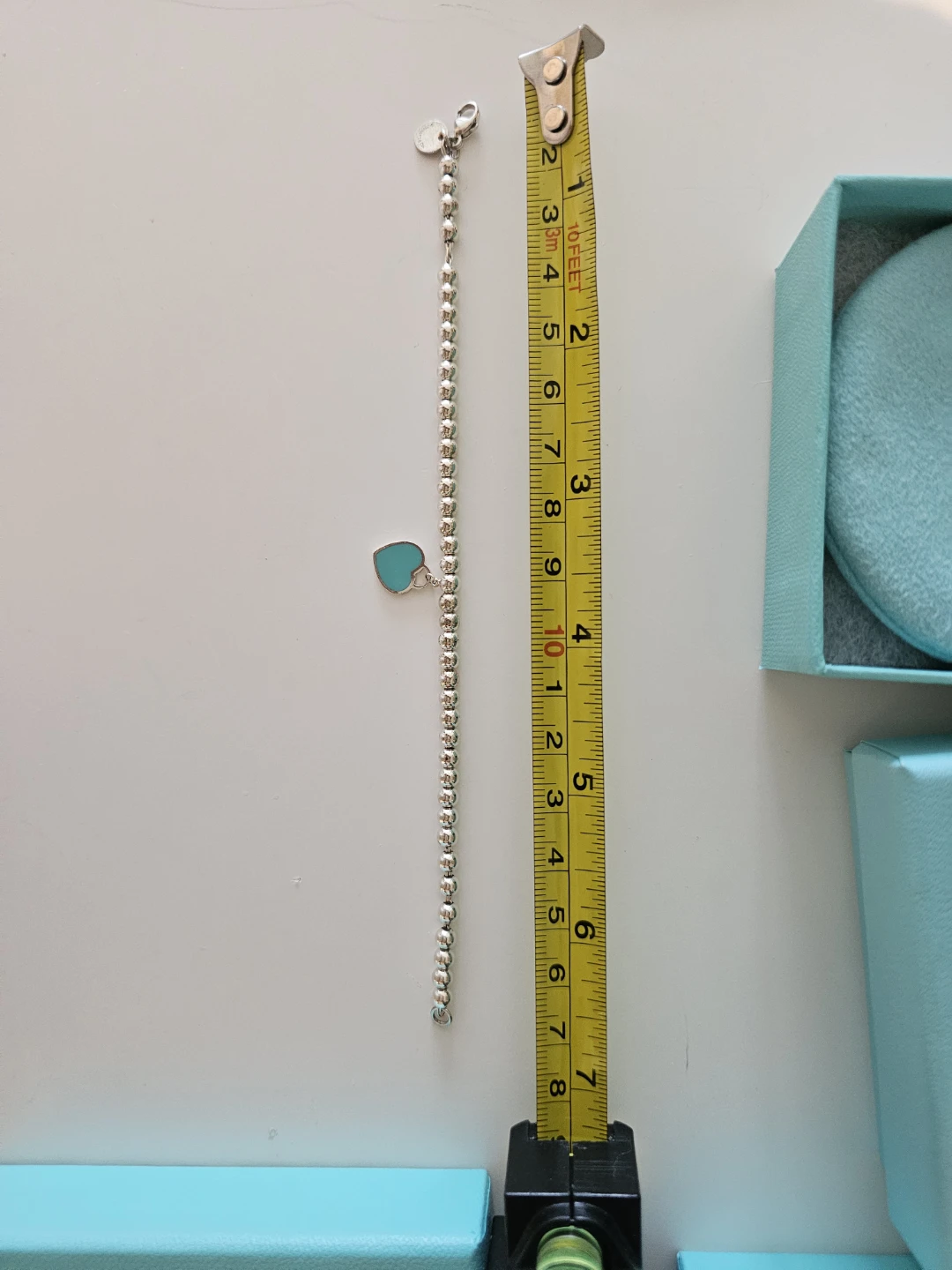 Tiffany & Co. Blue Heart Tag Bead Bracelet - Small, Silver - photo 3