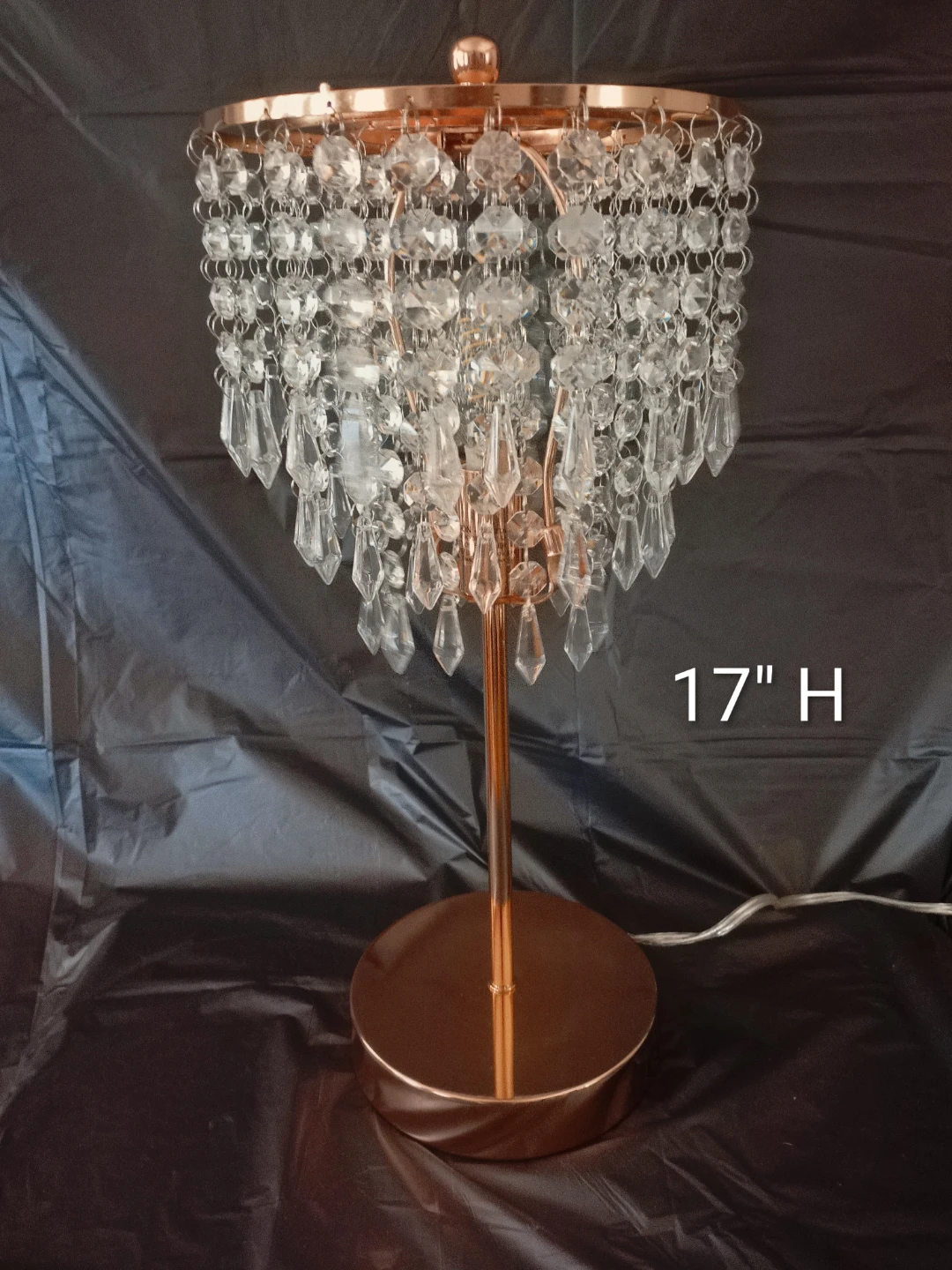Rose Gold Crystal Touch Lamp - 17" H  USB Port & 3 Light Levels - photo 2