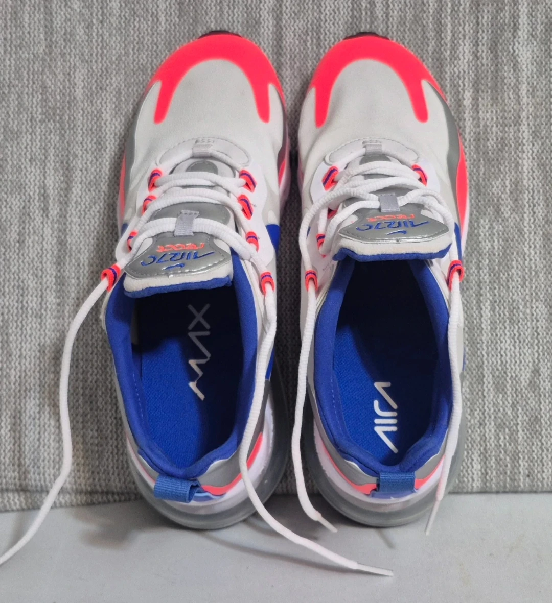 Nike Air Max 270 React Women  Shoes White/Blue/Pink Size 8 - photo 5