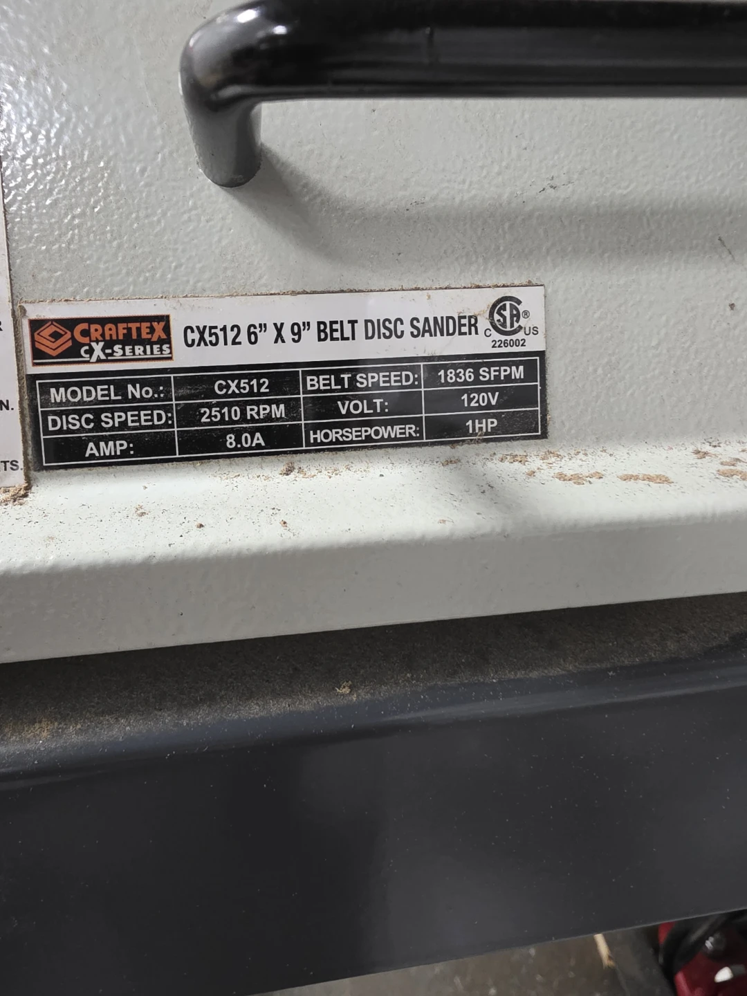 Craftex CX512 6" x 9" Belt Disc Sander - photo 3