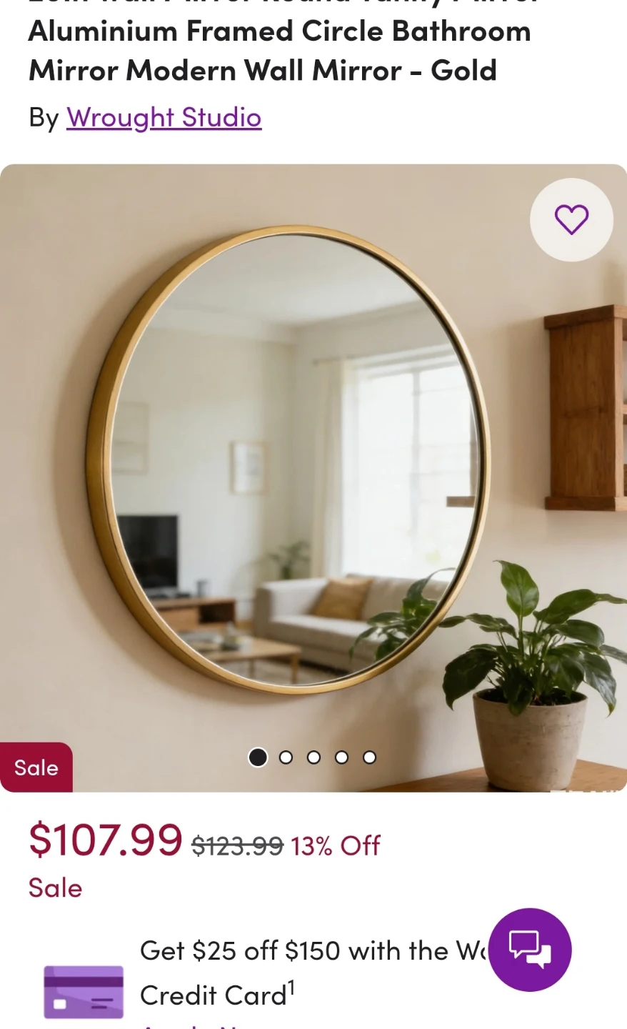 Gold Round Mirror - photo 3