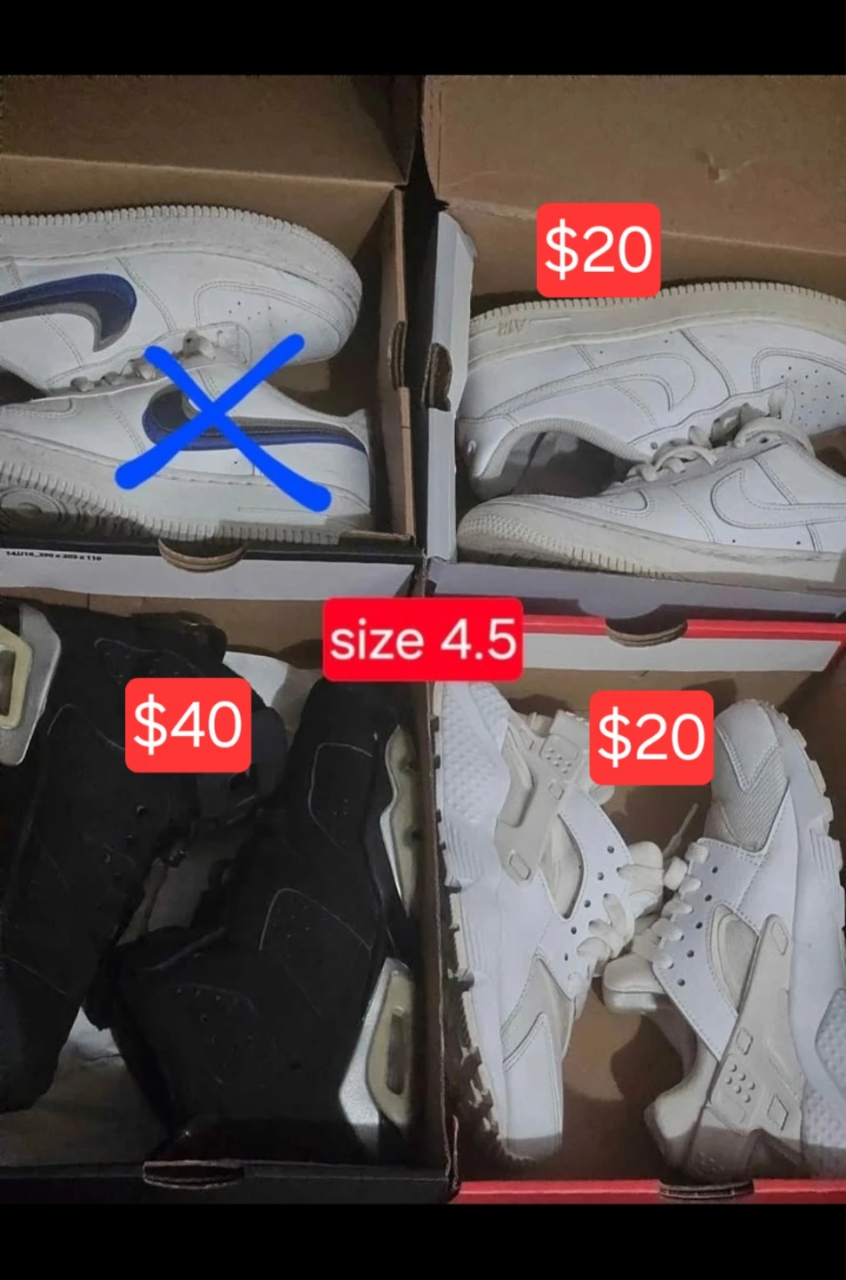 Nike Air Force 1, Jordan 6, and Huarache Kids Shoes - photo 3