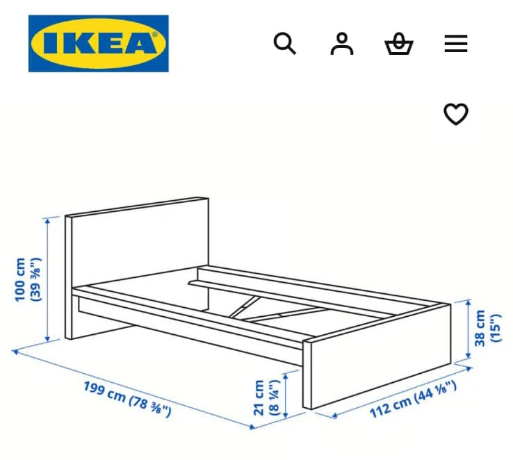 Bed Frame (without mattress)- Dark Brown - Twin Size