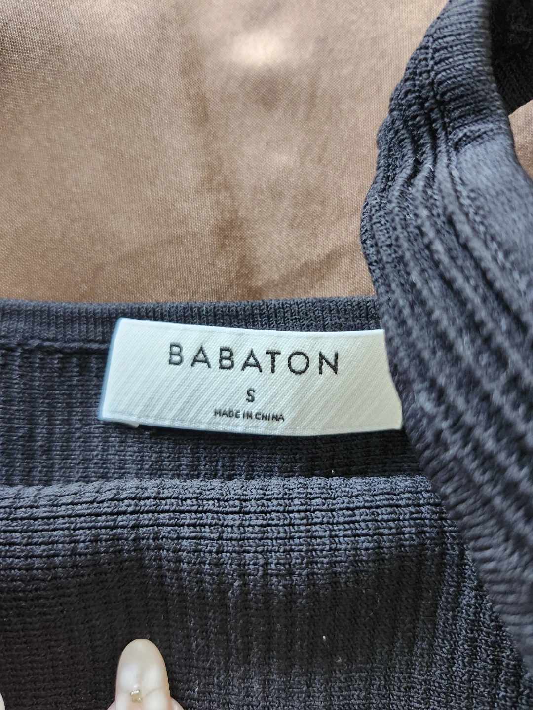Babaton Black Ribbed Square Neck Tank Top - Size S - photo 2