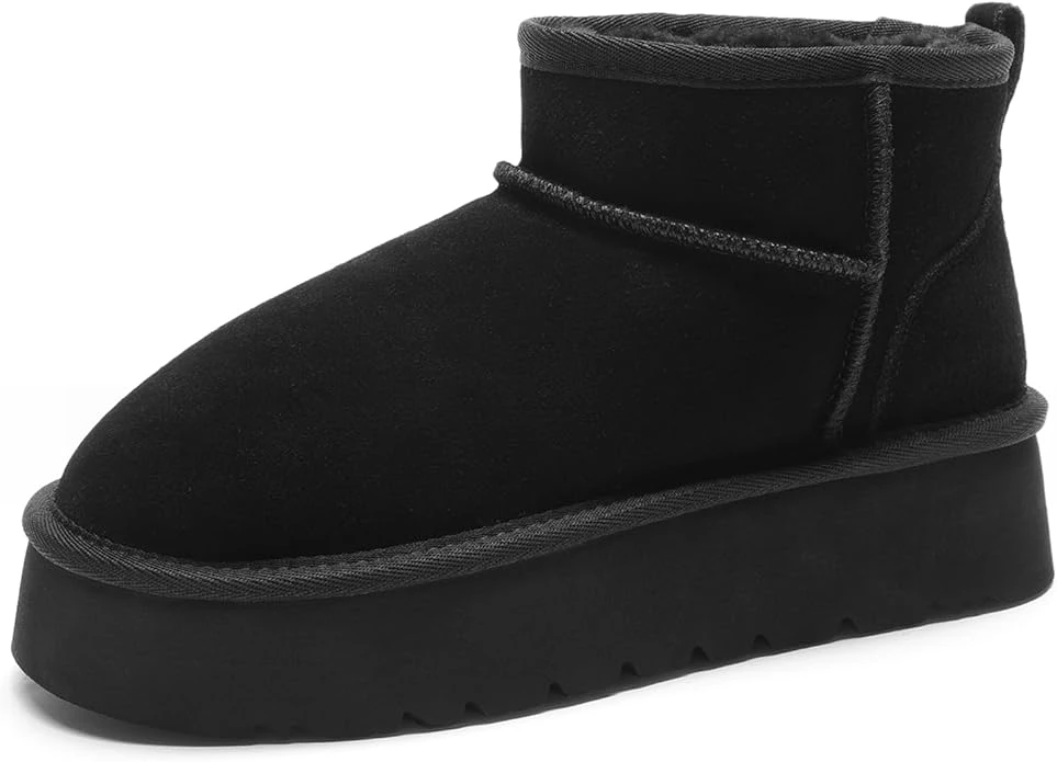 DREAM PAIRS Women's Black Suede Mini Platform Boots Size 9 - photo 3