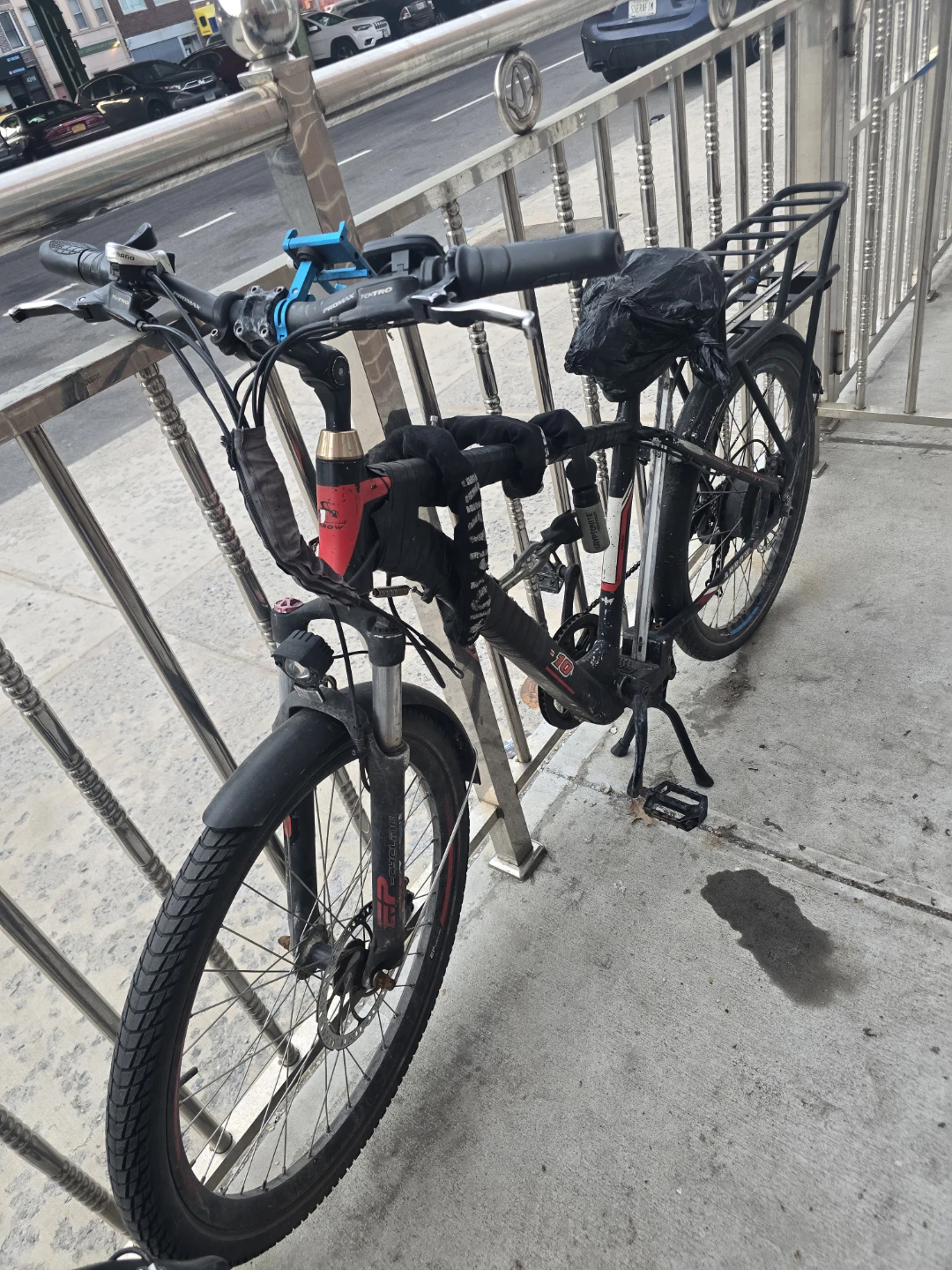 Black Electric Bicycle with Rear Rack - photo 3