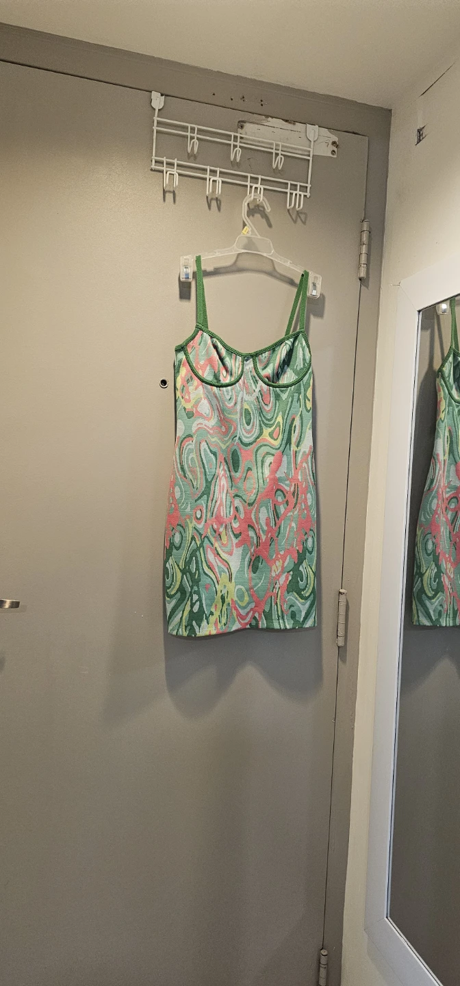 ZARA Green Patterned Mini Dress