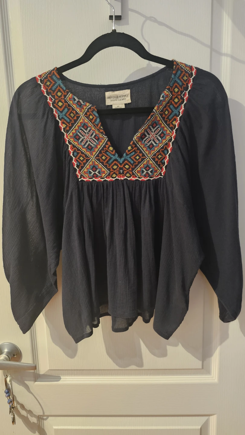 Ralph Lauren Distressed Supply Embroidered Blouse