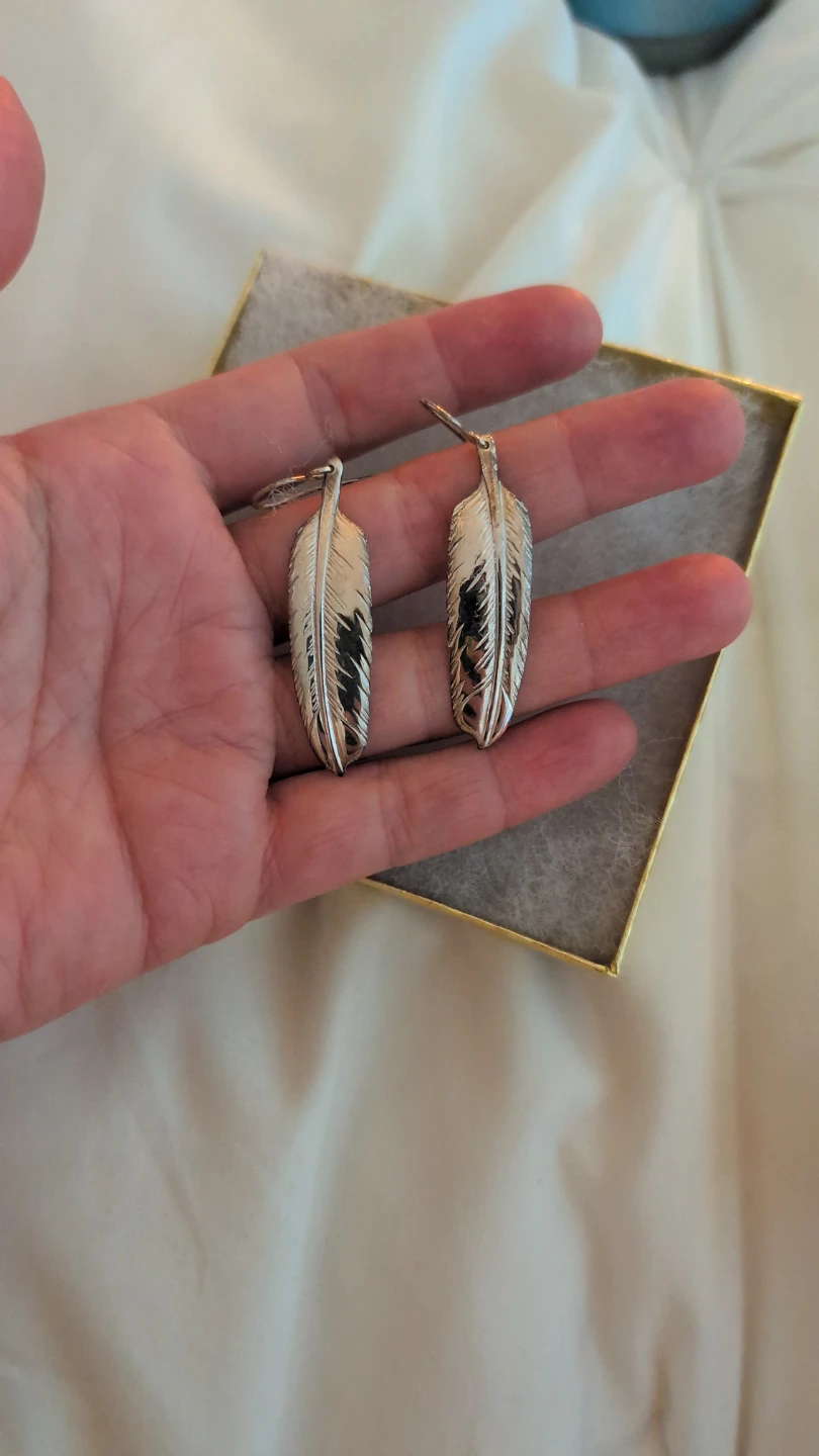 First Nations / Haida Feather Sterling Silver Earrings