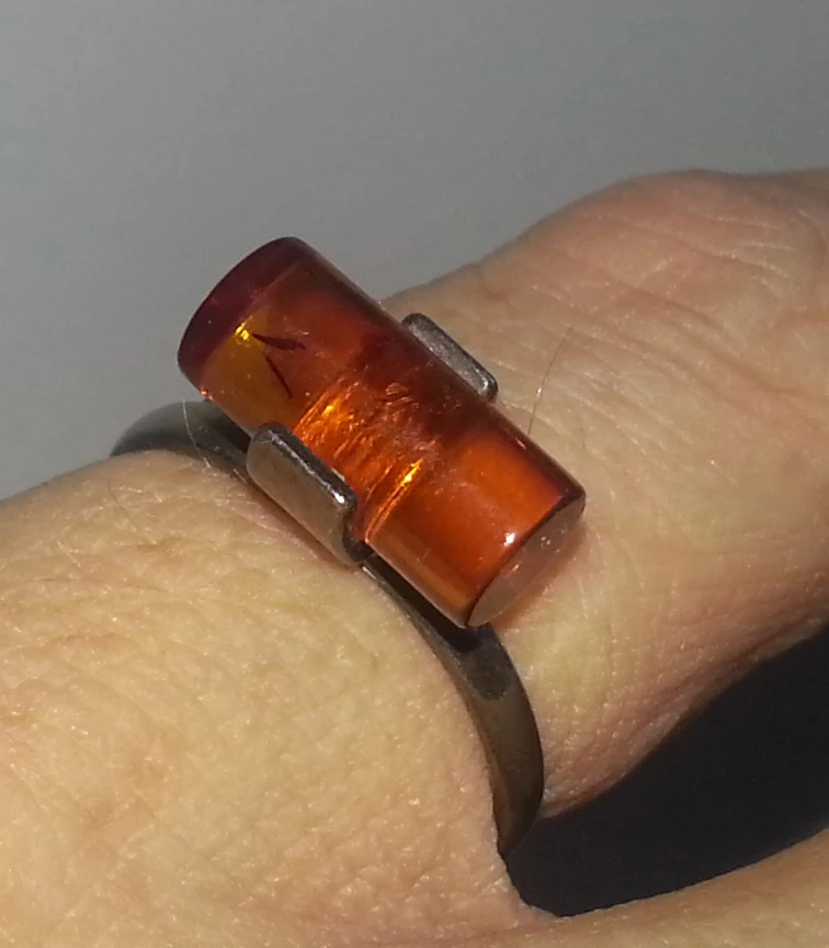 Silver tone rings with clear and amber stones - photo 4
