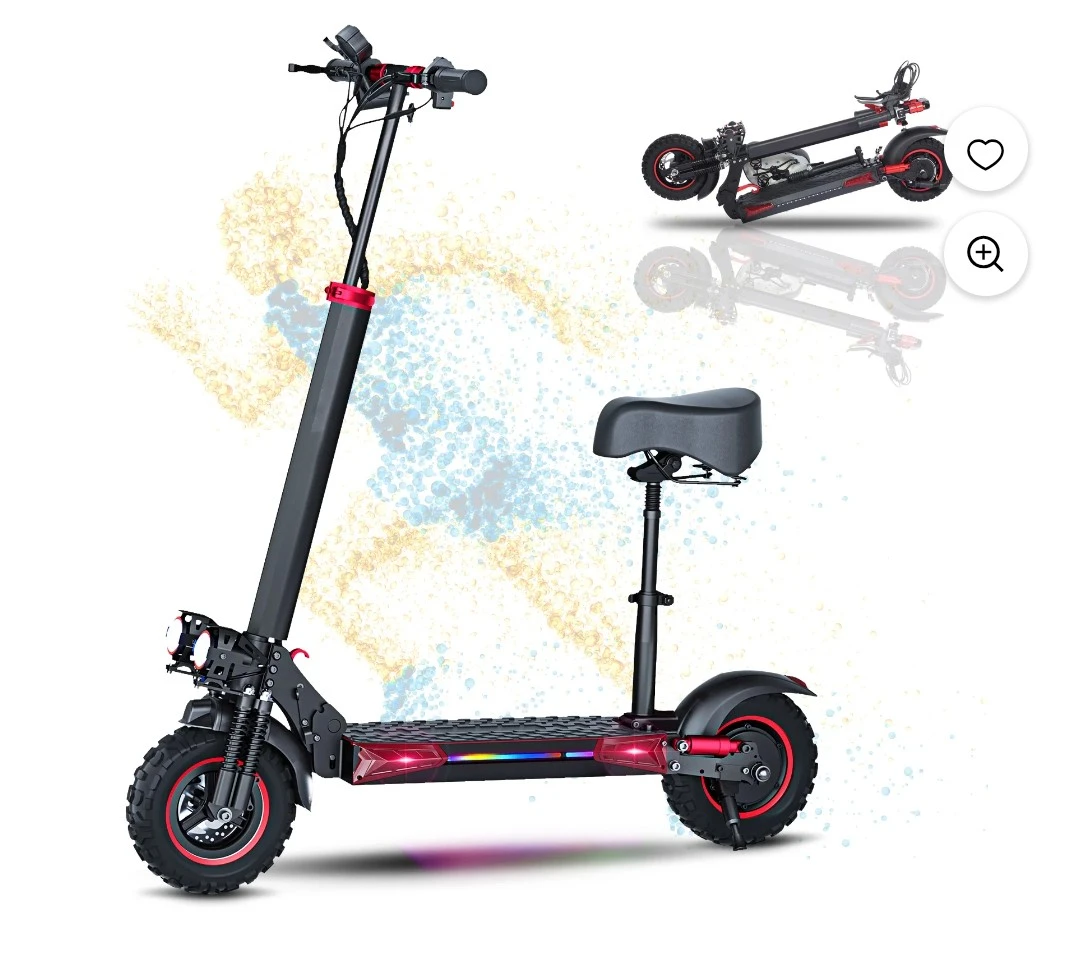 Electric Scooter with Dual Headlights and Seat