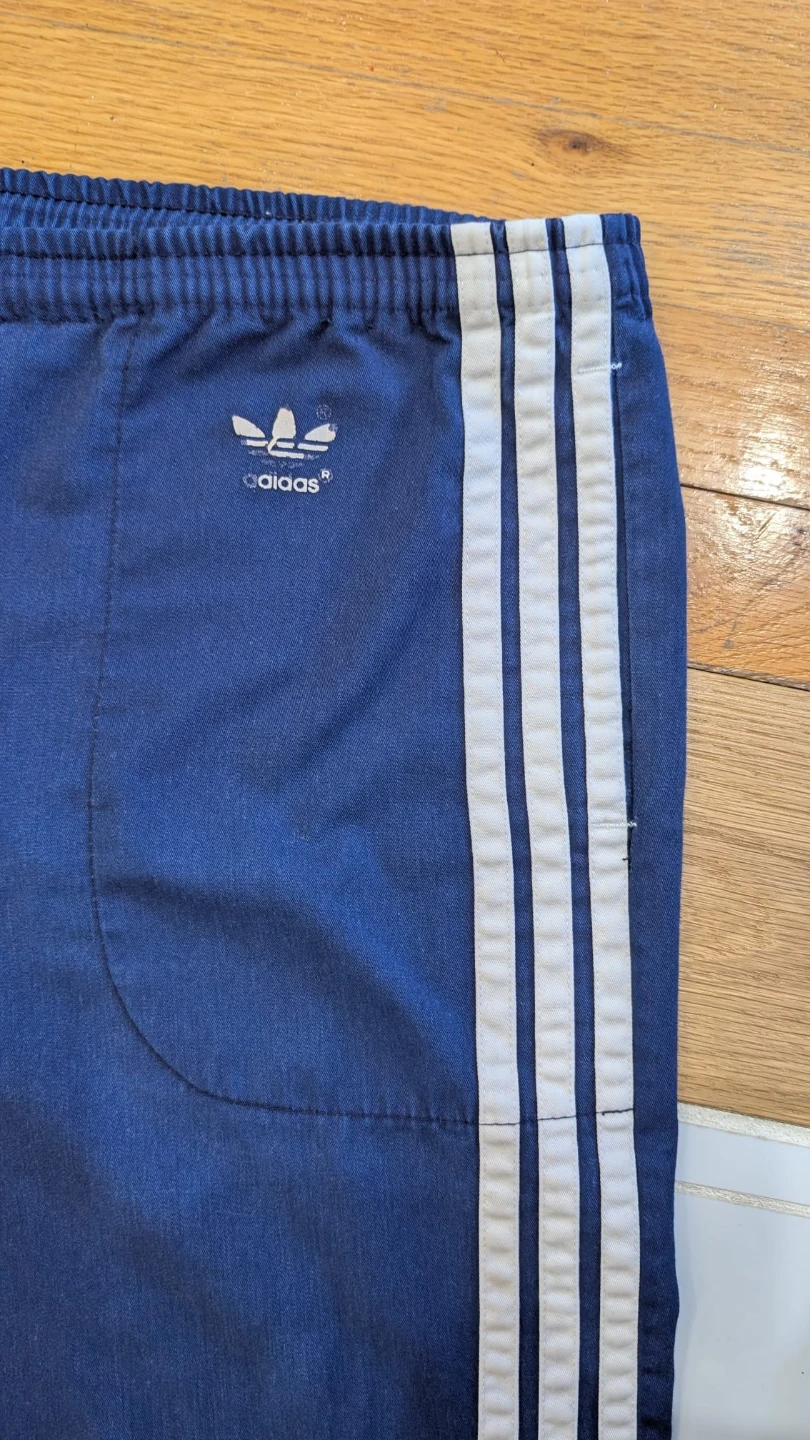 Vintage Adidas Blue Track Pants with White Stripes - photo 4