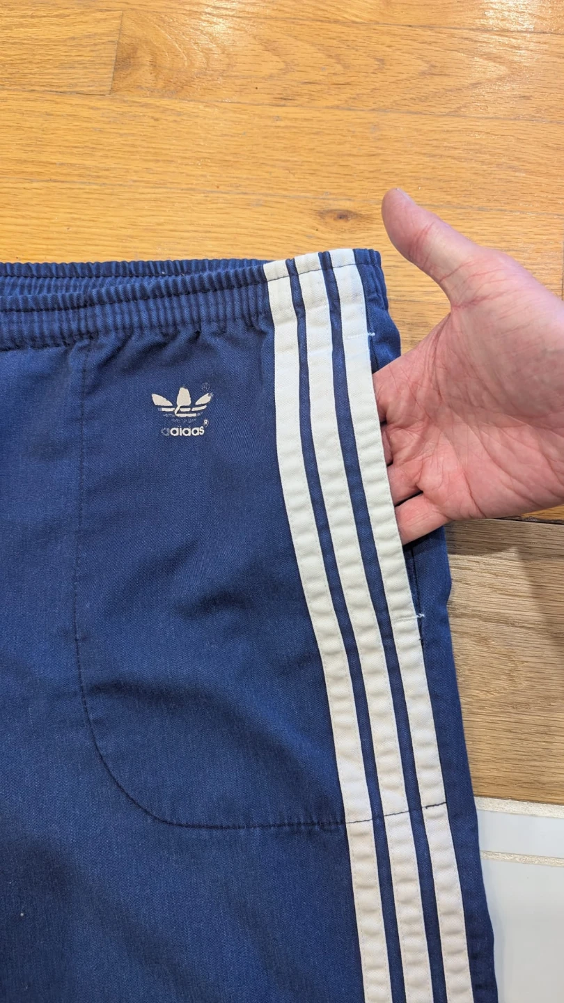 Vintage Adidas Blue Track Pants with White Stripes - photo 5