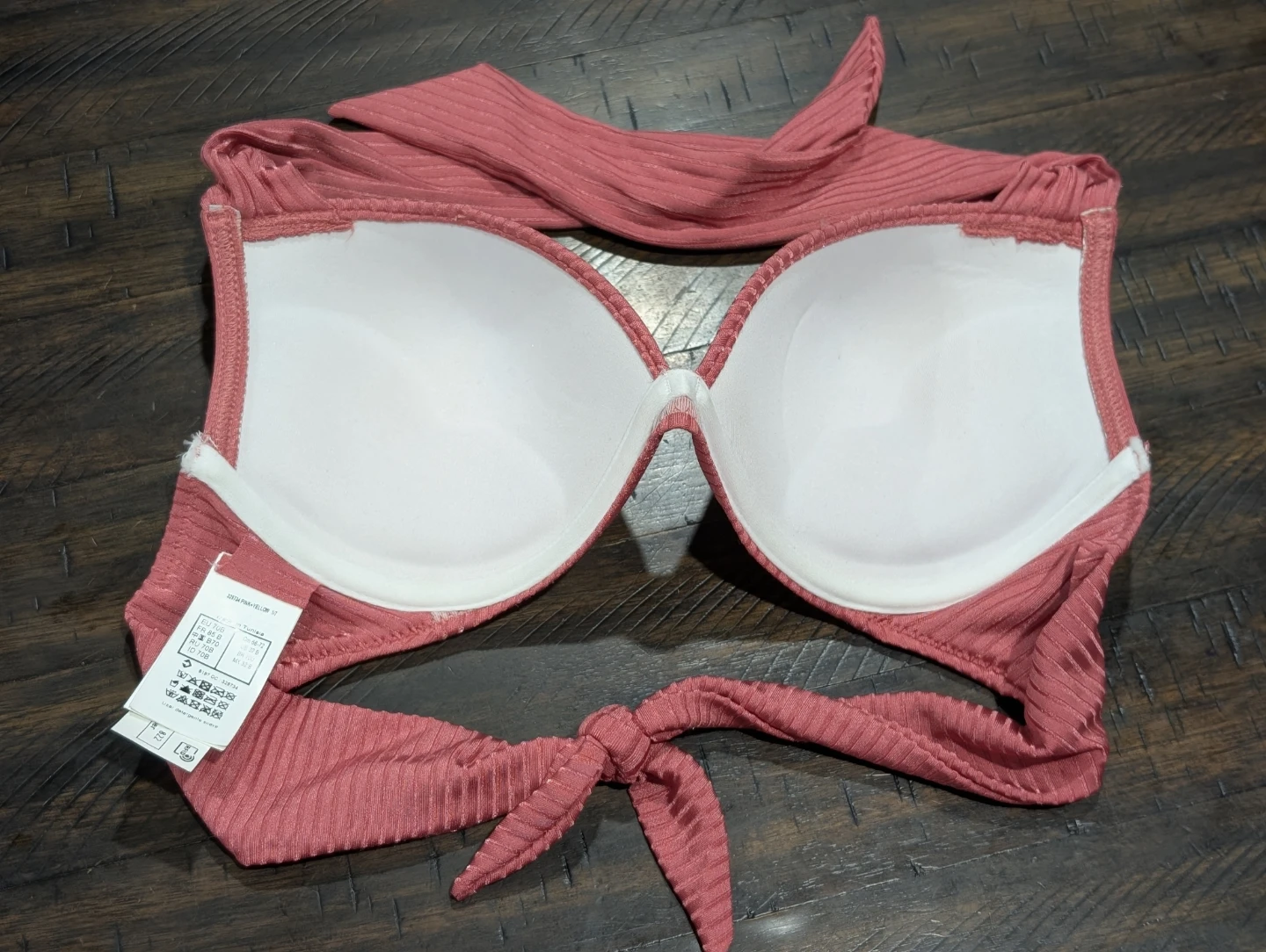 Pink Ribbed Halter Bikini Top - photo 3