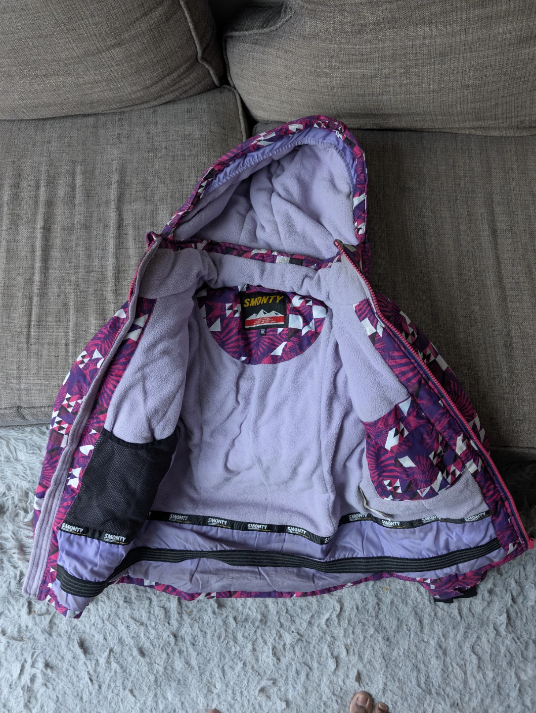 Smonty Ski Jacket Size 152 Purple Pink Geometric Print - photo 2