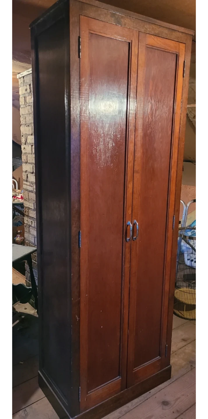 Vintage Wooden Cabinet with Multiple Shelves