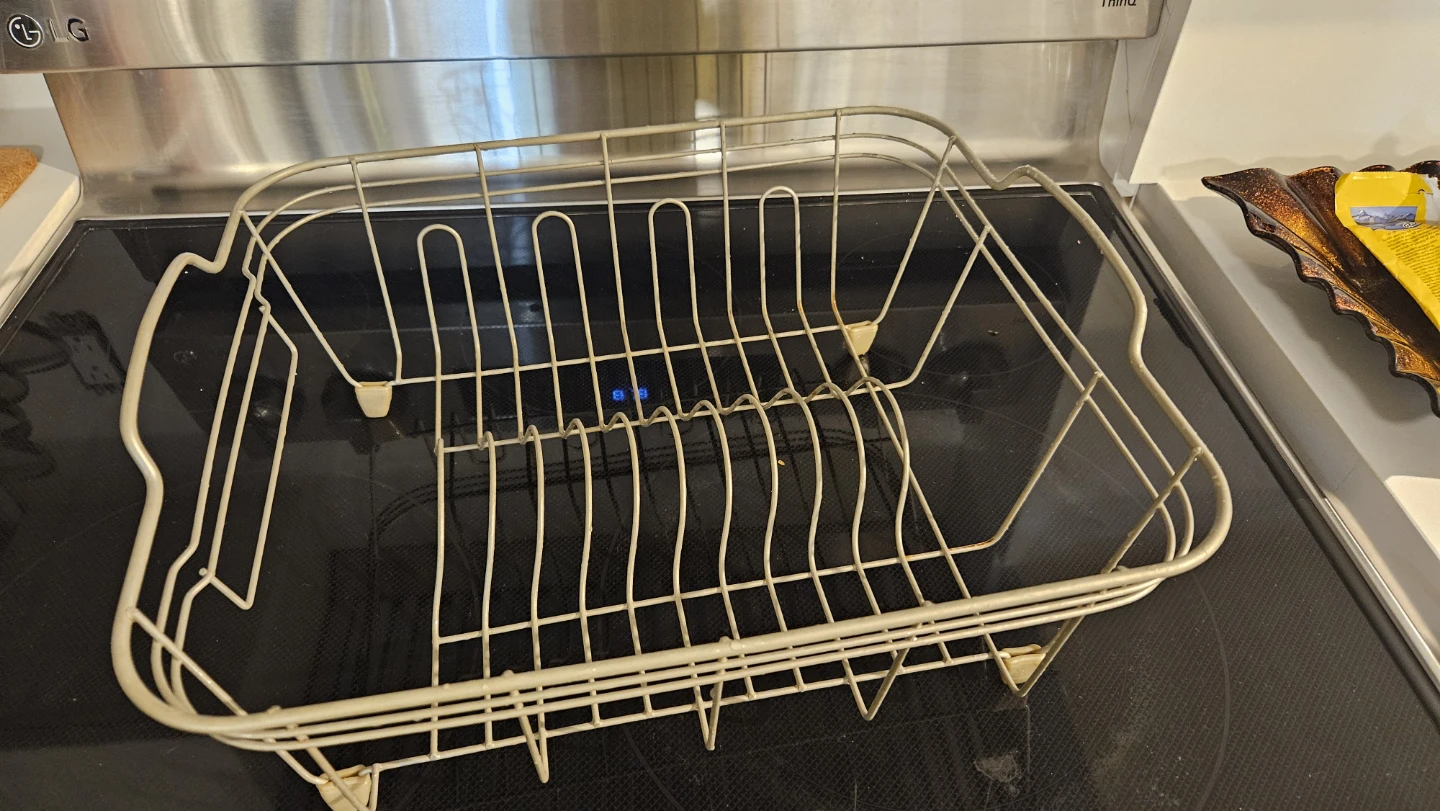 Vintage Beige Wire Dish Rack