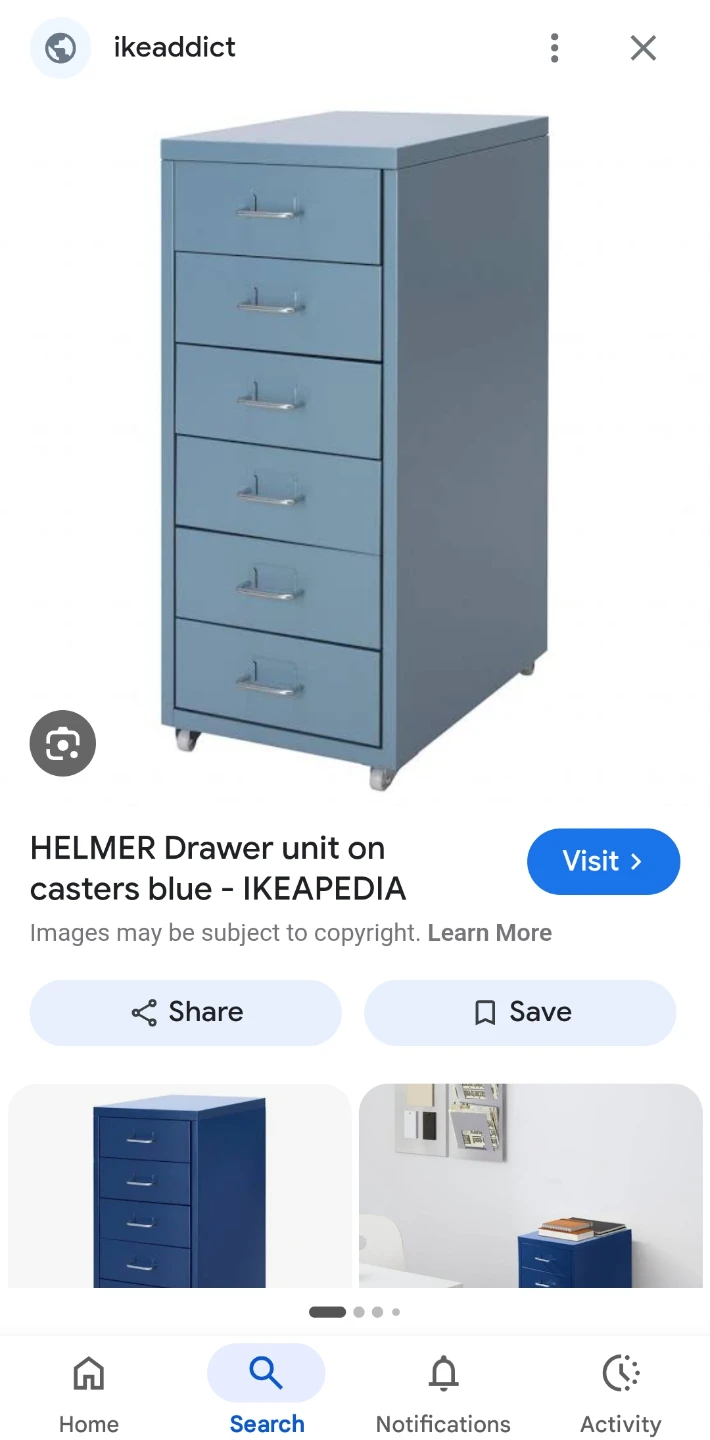 IKEA HELMER 6-drawer chest on casters