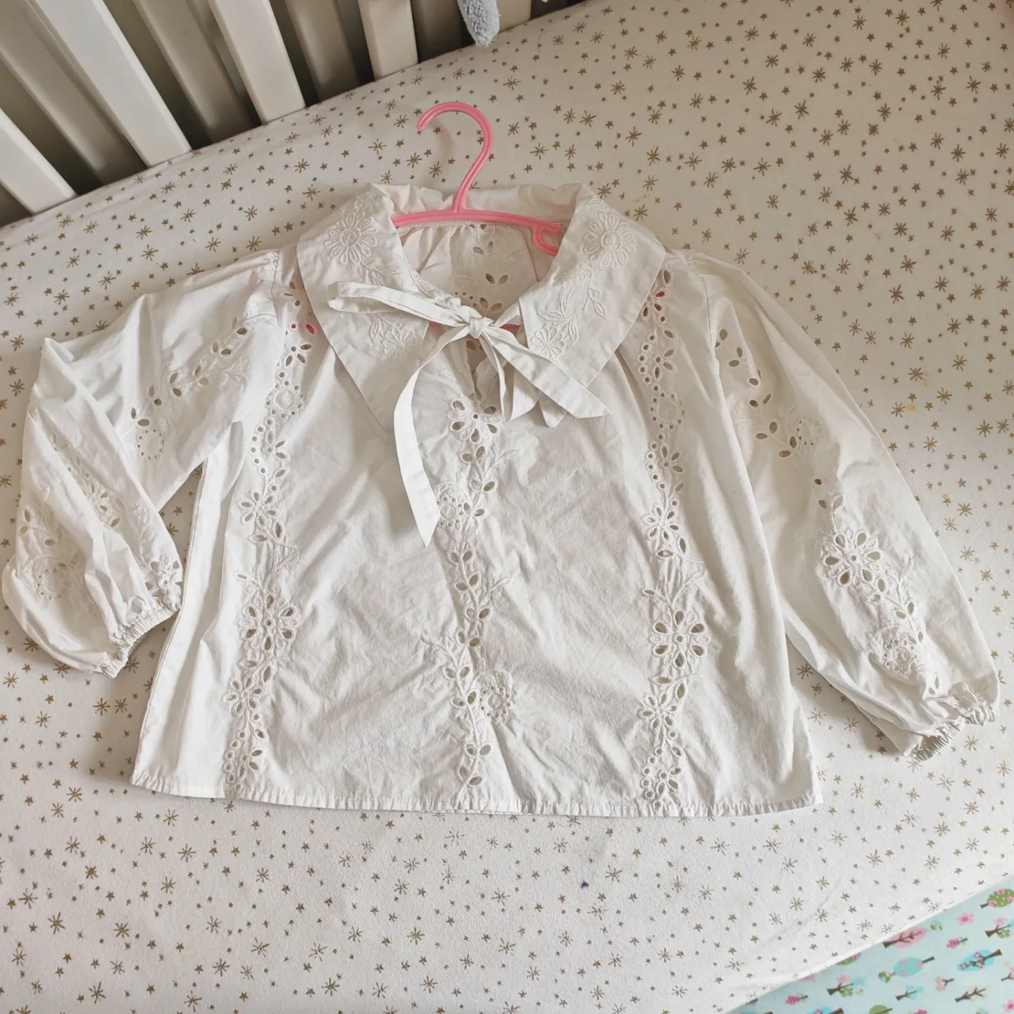 White Embroidered Broderie Anglaise Blouse - photo 2