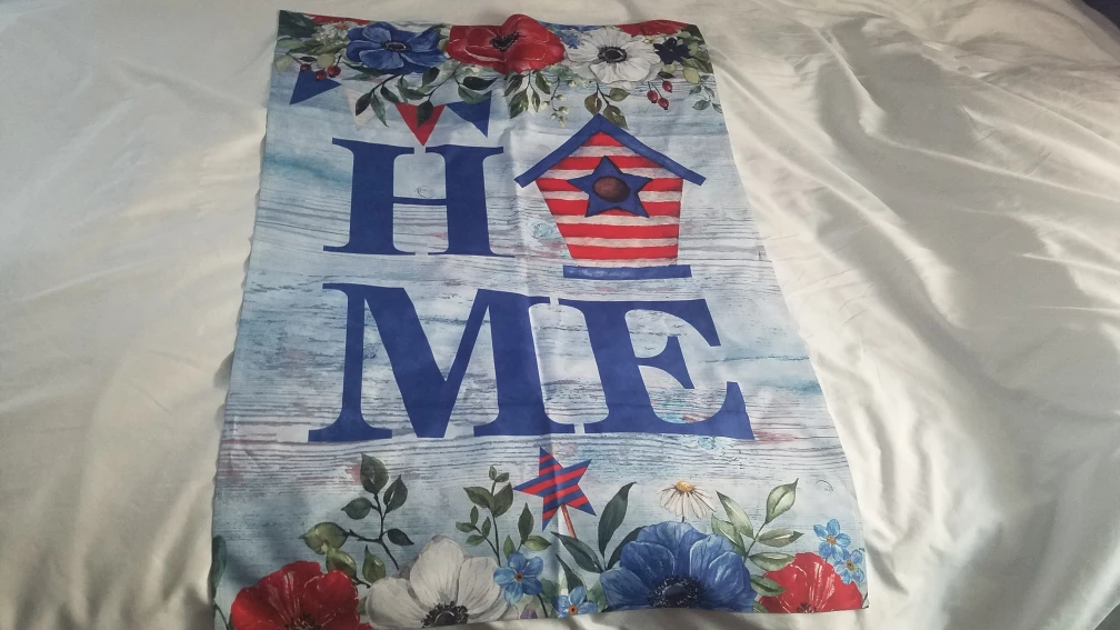 Flag - "HOME" with Patriotic Floral Design