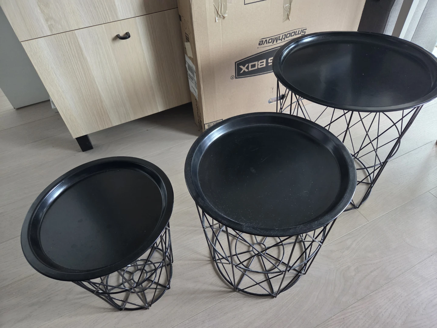 Set of 3 Black Wire Basket Side Tables - photo 2