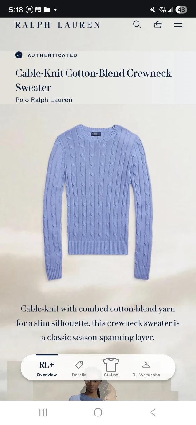 Ralph Lauren Cable-Knit Cotton-Blend Crewneck Sweater