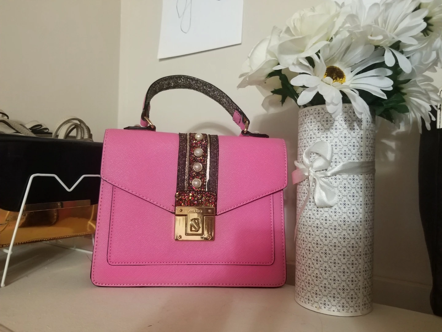 ALDO Pink Handbag with Embellishments