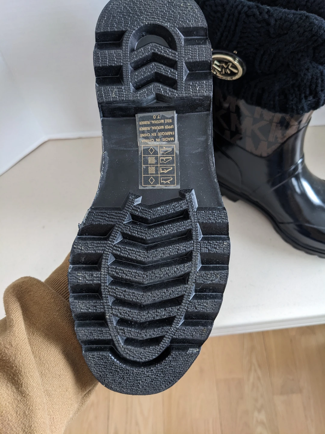 Size 7 Michael Kors Black/Brown Rain Boots - photo 2