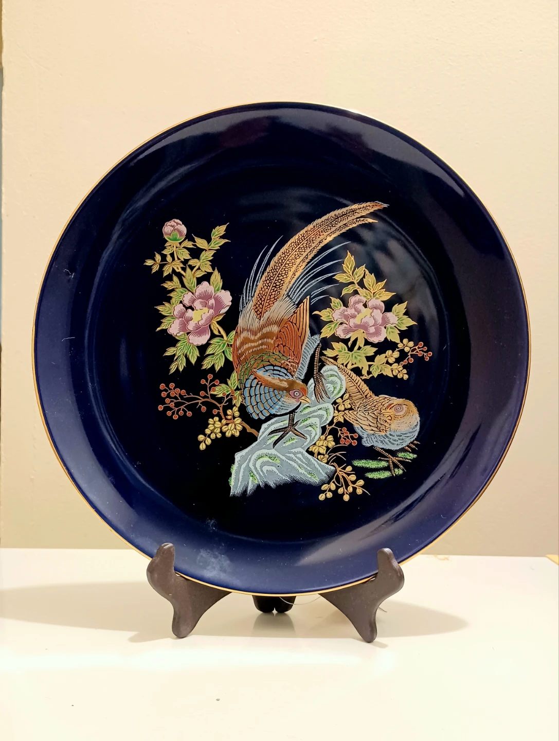 Vtg Golden Pheasant Porcelain Decorative Plate