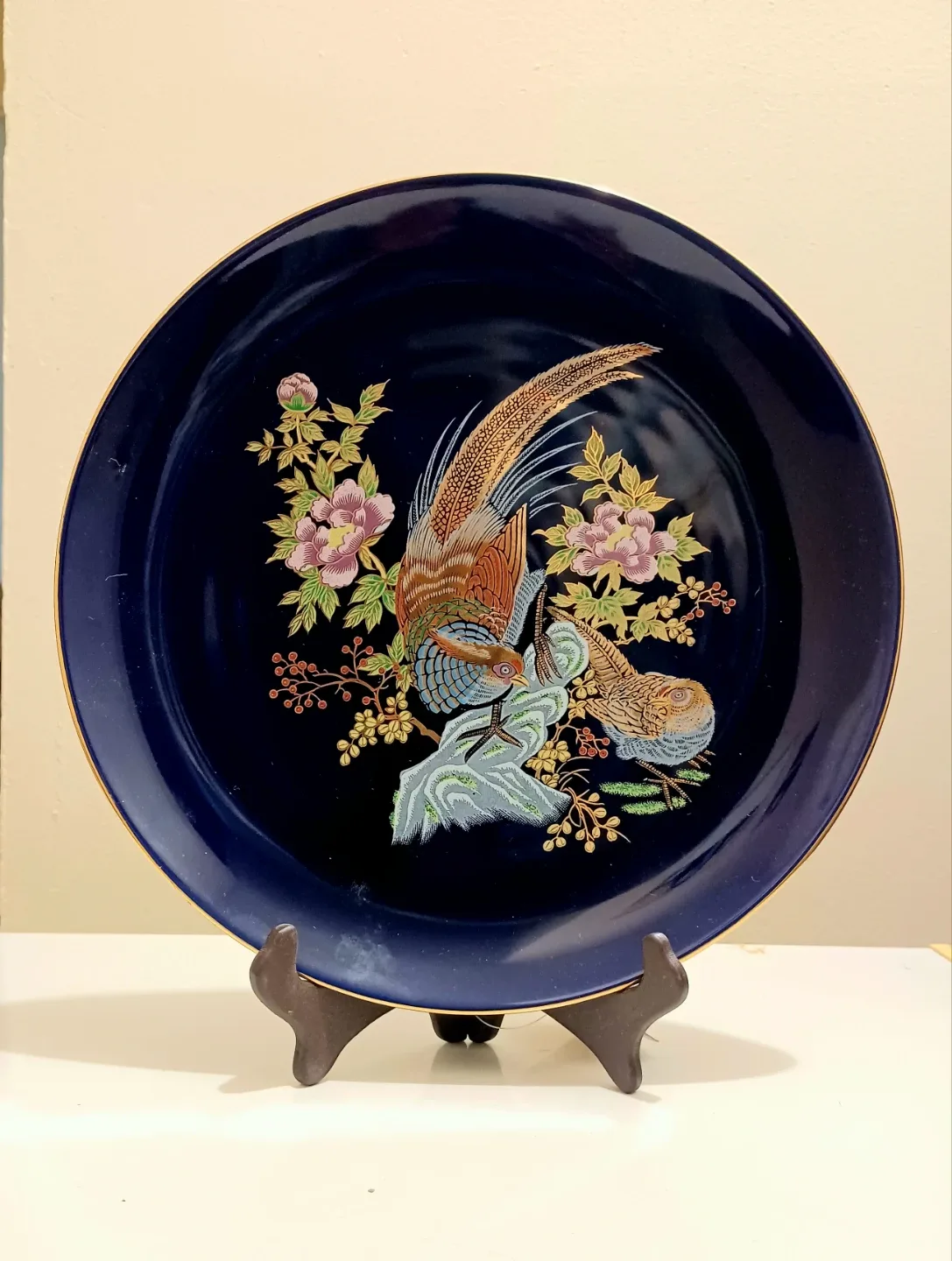 Vtg Golden Pheasant Porcelain Decorative Plate