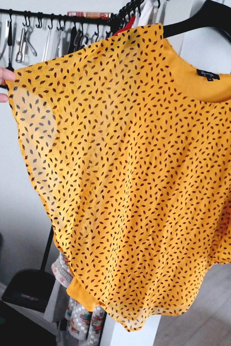 Lily Morgan Yellow Brown Dot Pattern Top S/P - photo 2