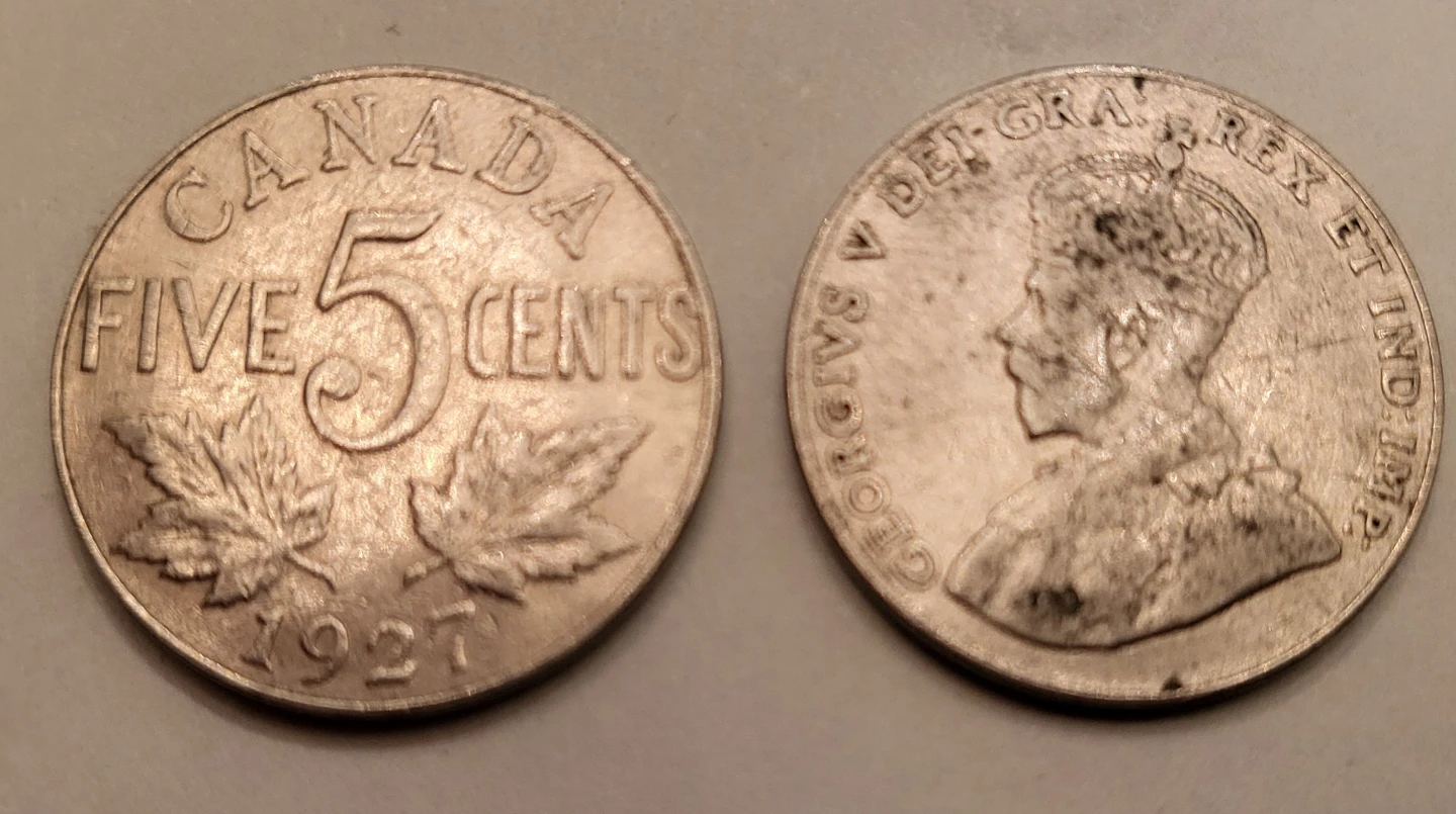 1927 Canada Five Cent Coin
