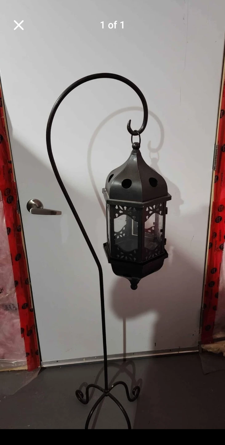 Black Metal Hanging Lantern with Stand