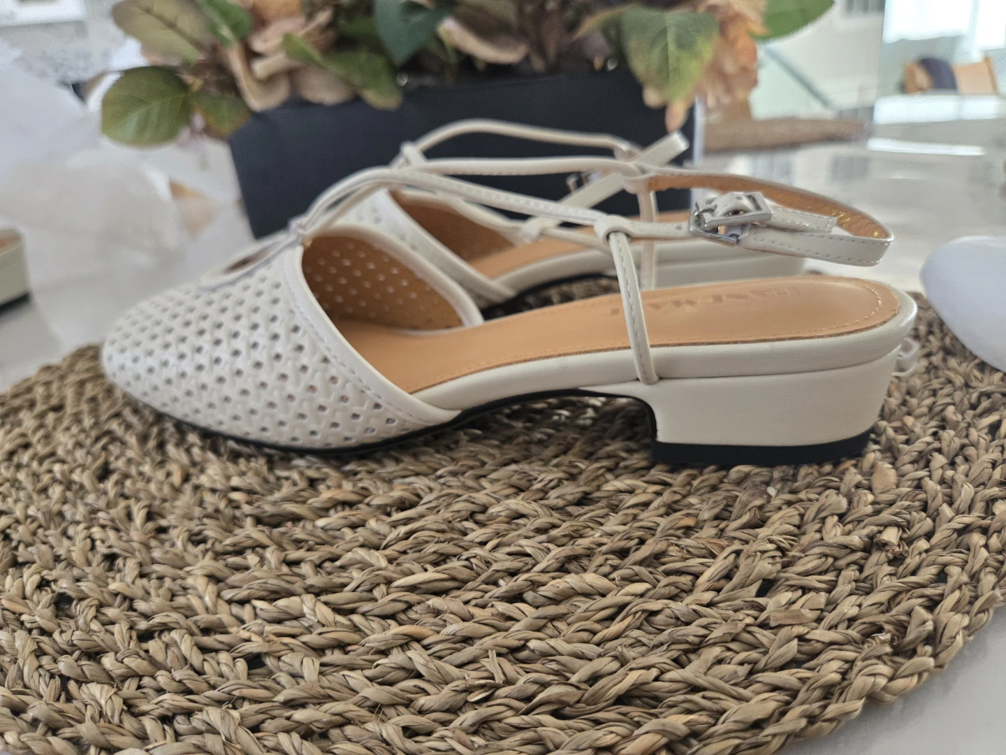 Riley River Women's White Perforated Strap Flats - Size 7 - photo 2