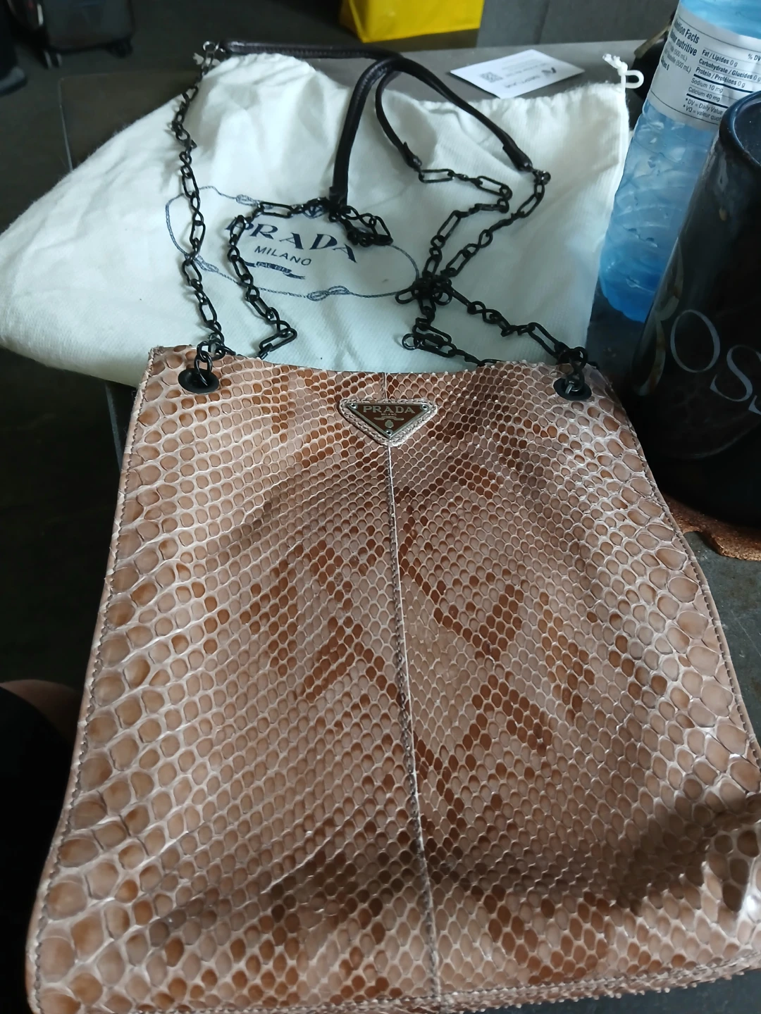 Prada Snake Print Shoulder Bag with Dust Bag