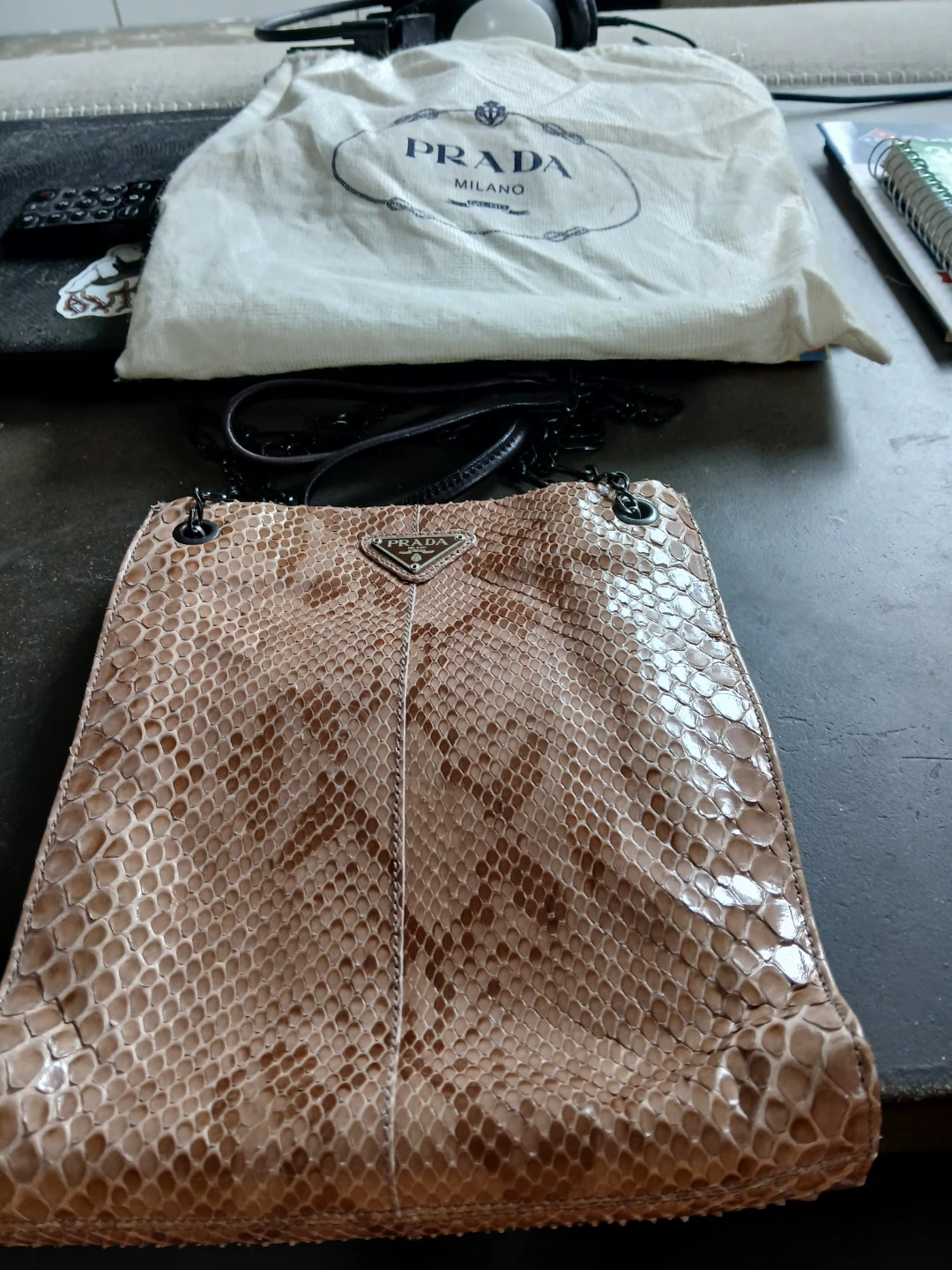Prada Snake Print Shoulder Bag with Dust Bag - photo 3
