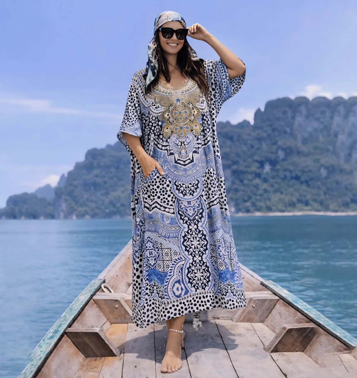 Miss Lavish London Women's  Kaftan Maxi Dress