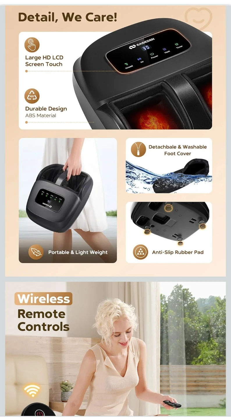EaseZen Foot Massager Machine with Heat and Remote - photo 3
