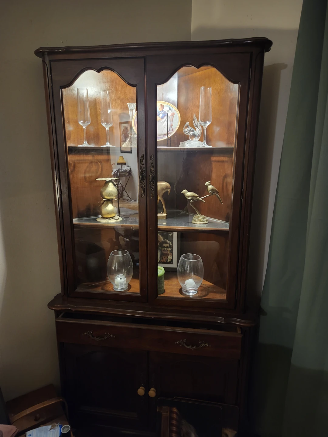 Wooden China Cabinet with Glass Doors