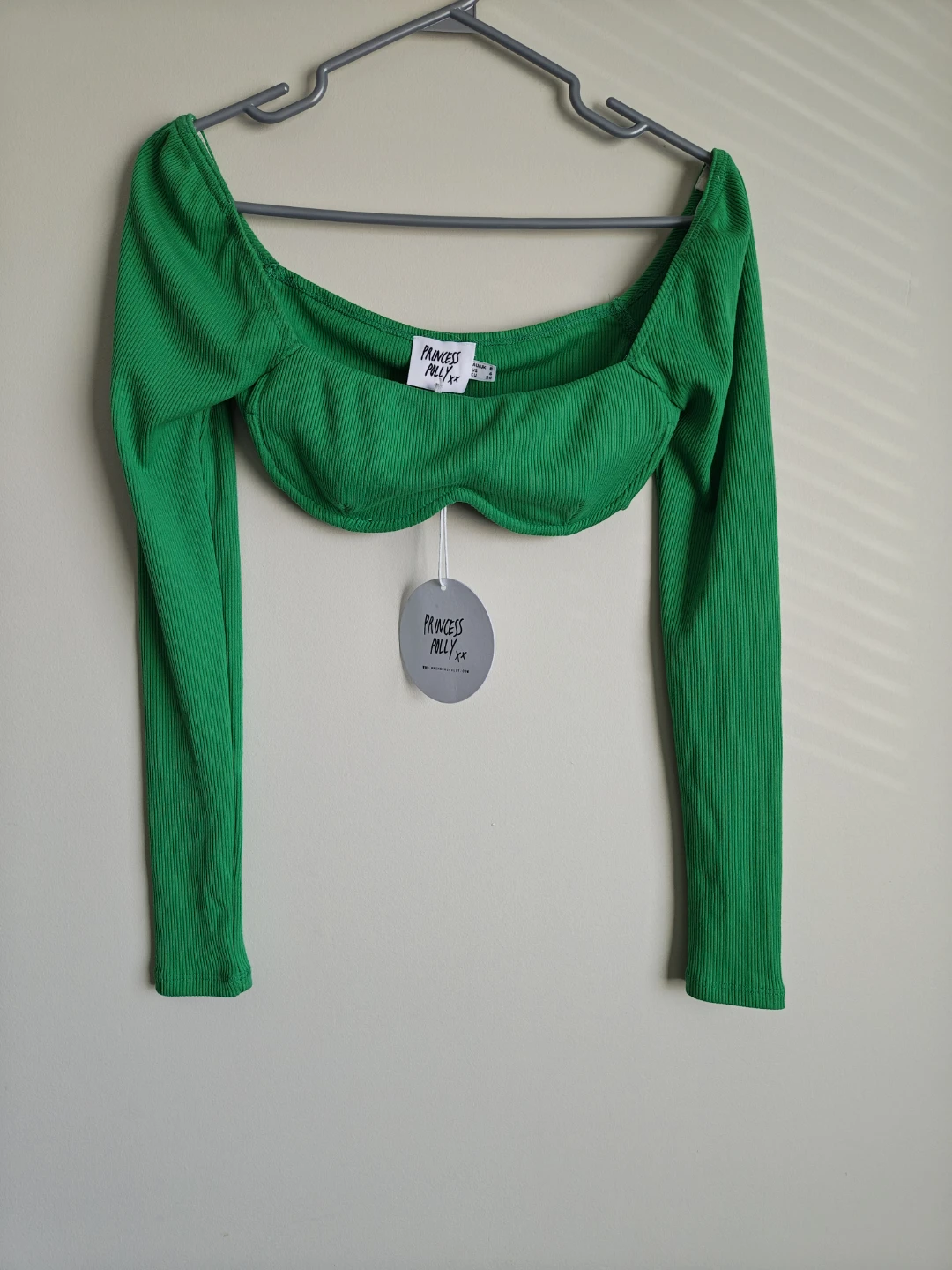 Princess Polly Green Ribbed Long Sleeve Crop Top - photo 5