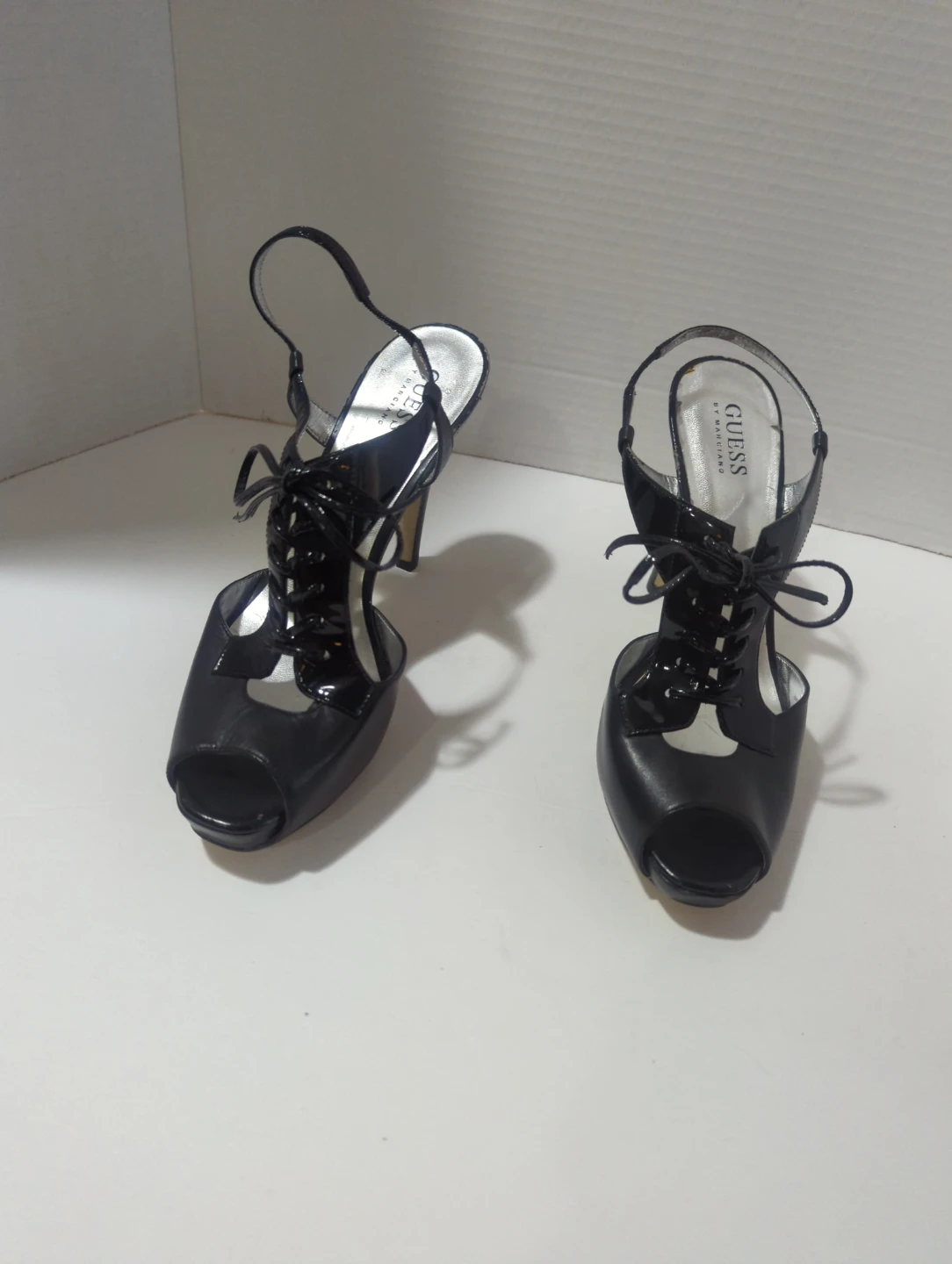 Black Guess Heels with Lace-up Front